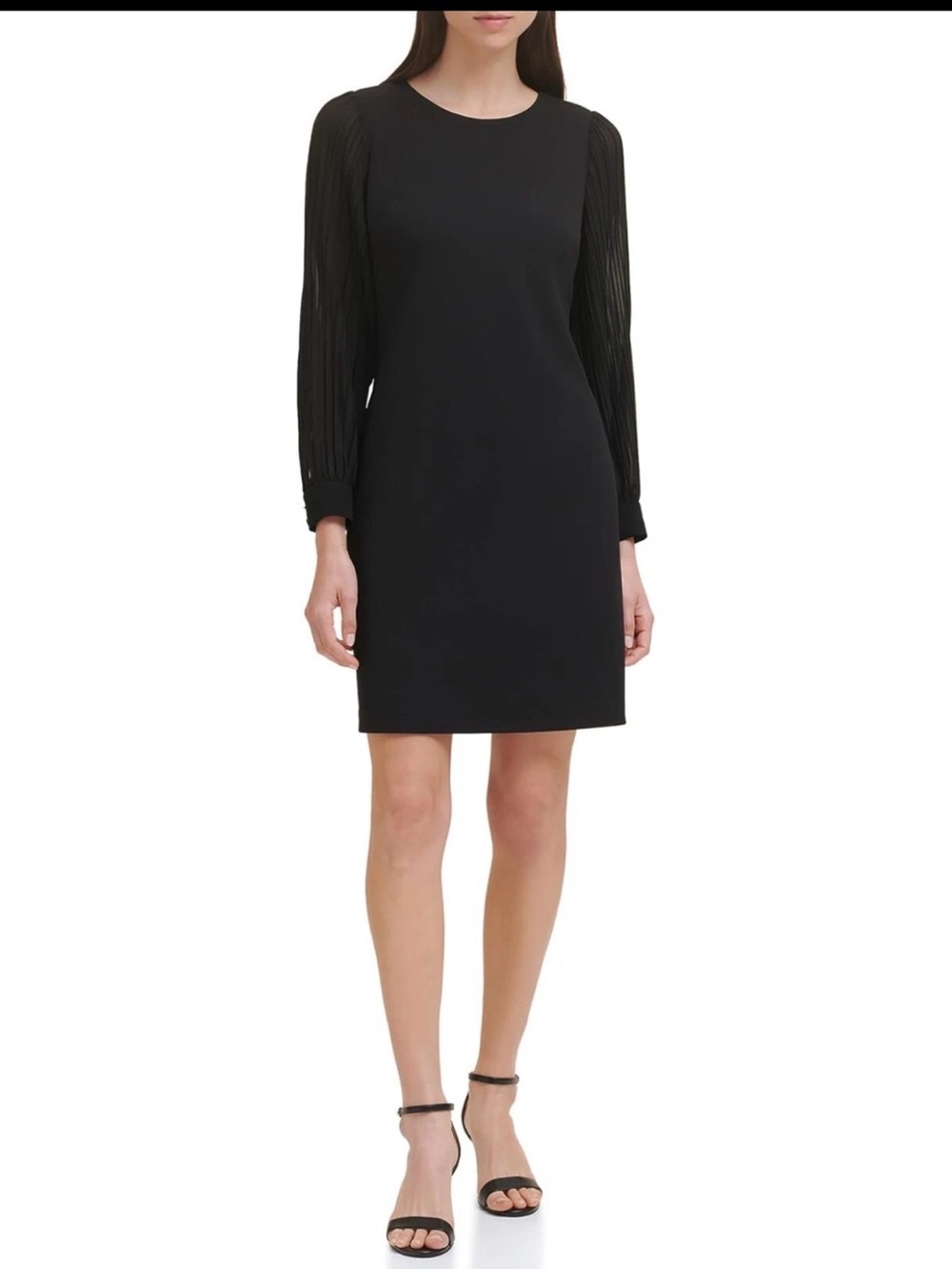 Tommy Hilfiger Black Pleated Sleeve Shift Dress Size 4 NWT